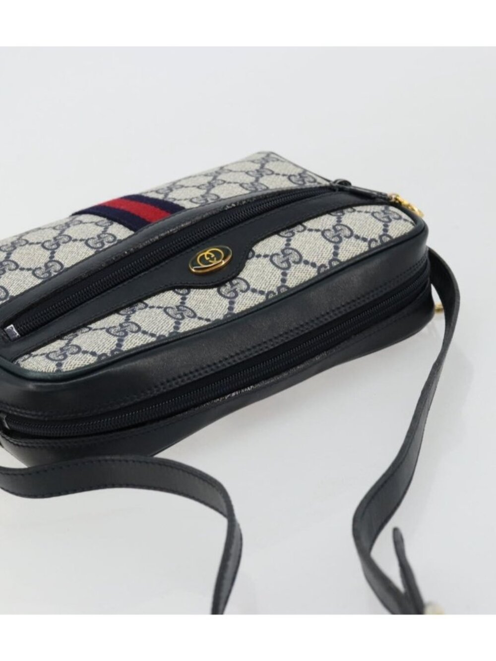 GUCCI GG Supreme Sherry Line Shoulder Bag PVC Navy Gold 010 378 - Picture 4 of 16